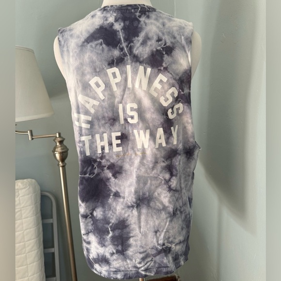 Spiritual Gangster Rainbow Heart Patch Tie Dye Rocker Deep Arm Slits Tank Top - Picture 4 of 6